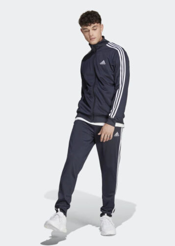 adidas sportswear basic 3-stripes tricot trainingsanzug herren - , weiÃŸ dunkelblau uomo