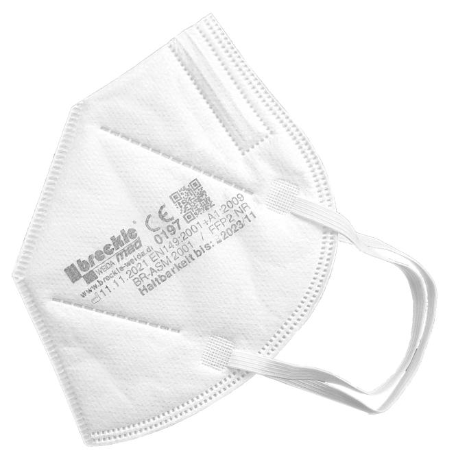 breckle 5x ffp2 atemschutzmaske 5-lagen ce zertifiert mundschutzmaske hygienisch einzelverpackt weiÃŸ