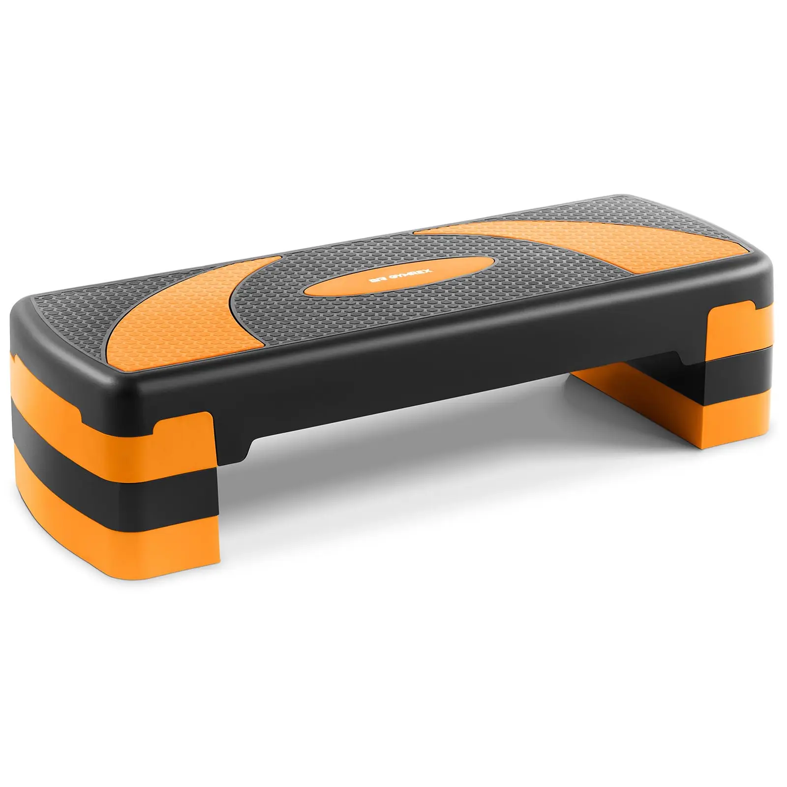 gymrex steppbrett - höhenverstellbar - 100 kg - schwarz/orange