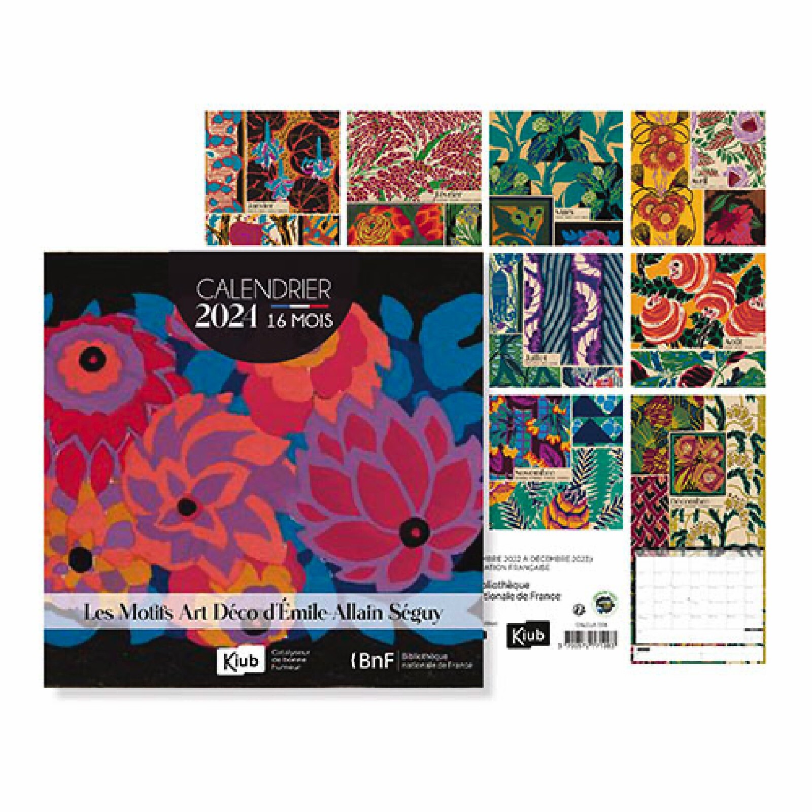 kiub klassischer kalender mit etui 16 monate bnf motifs art deco de eugene alain seguy multicolore