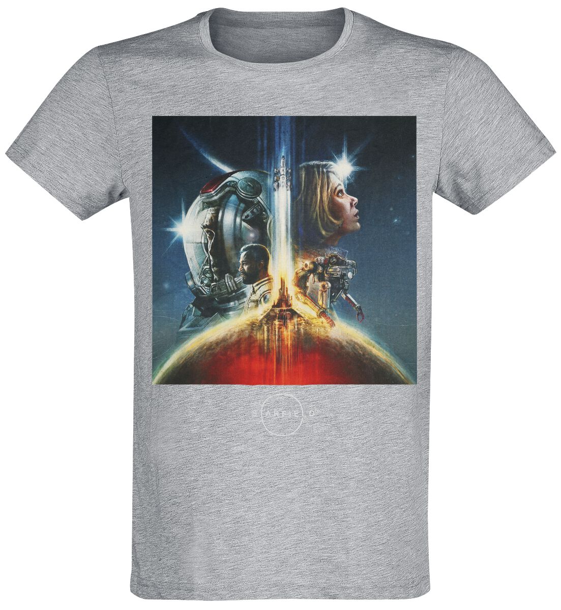 starfield - gaming t-shirt - box art - s bis xxl - fÃ¼r mÃ¤nner - grÃ¶ÃŸe m - grau